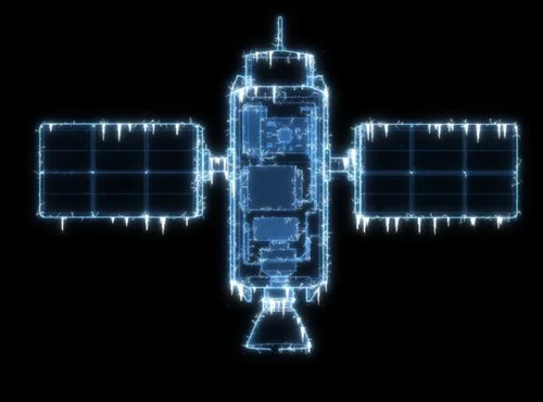 Satellite drawing covered in ice