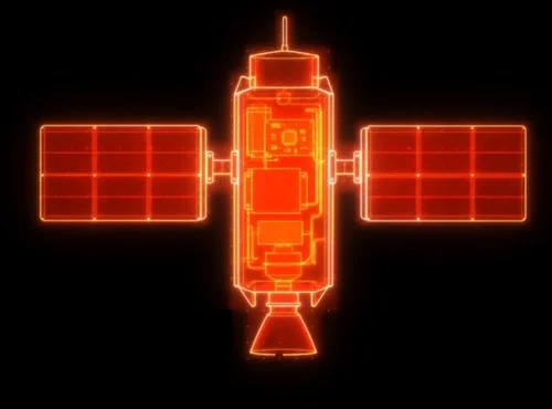 Satellite drawing glowing red hot